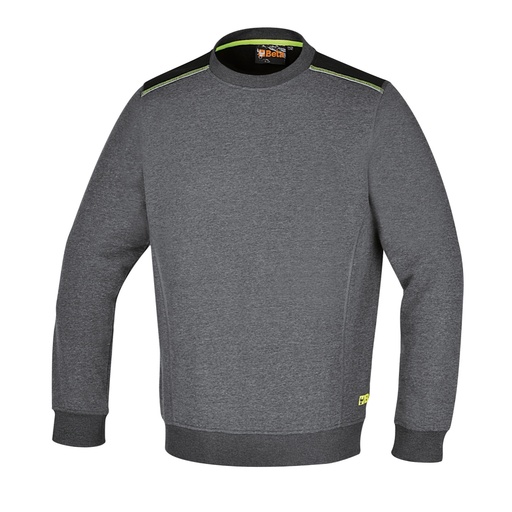 Sweatshirt met ronde hals, zwarte schouderinzetstukken en groene details