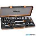 Beta 902A/C22 | Assortiment van 22 dopsleutels en 6 toebehoren in metalen kist - 098990133