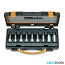 Beta 920TX/C | Set steeksleutels male voor Torx® inbusschroeven,  met female vierkant 1/2" verchroomd - gepolijste inzetstukken  in plaatstalen koffer