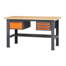 Beta | C58BC-W1,6 4C | Werkbank 1,6 m met houten werkblad en 4 laden
