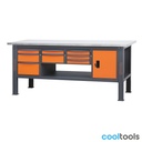 Beta C58BC-X2,1 8CA | Werkbank, 2,1 m lang, met werkblad van roestvrij staal gecoat MDF, 8 laden en deurmodule - 058000625